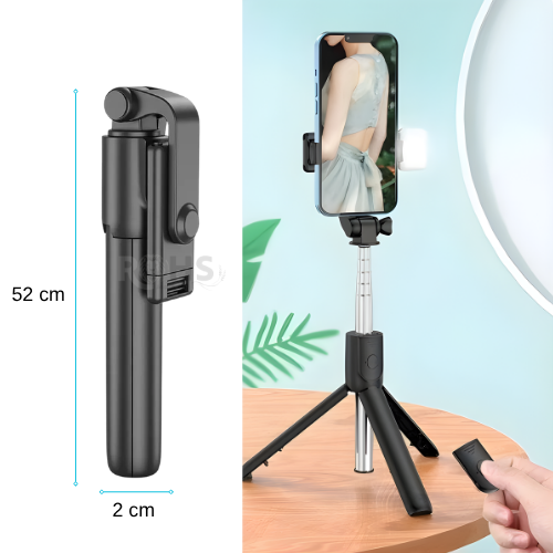 SELFIE STICK TRÍPODE 3 EN 1 XT-02 CON CONTROL REMOTO BLUETOOTH SOPORTE AJUSTABLE PORTÁTIL - 2