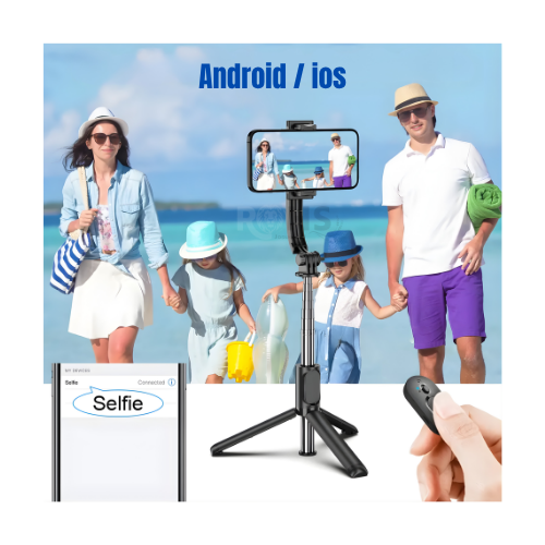 SELFIE STICK TRÍPODE 3 EN 1 XT-02 CON CONTROL REMOTO BLUETOOTH SOPORTE AJUSTABLE PORTÁTIL - 5