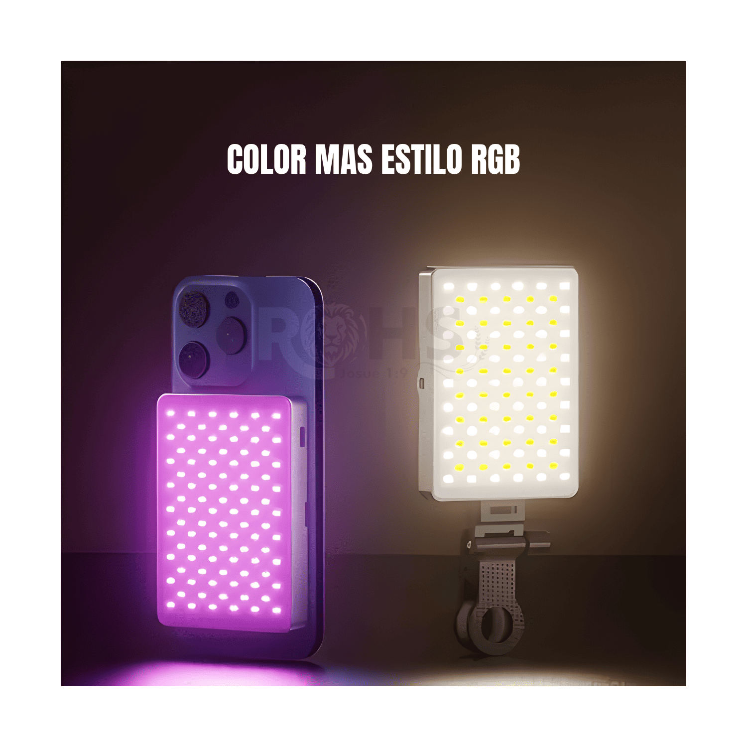 PACK 2 LUZ LED RGB PARA CELULAR F06 CON SOPORTE PLEGABLE ILUMINACIÓN AJUSTABLE PARA FOTO Y VIDEO - 5