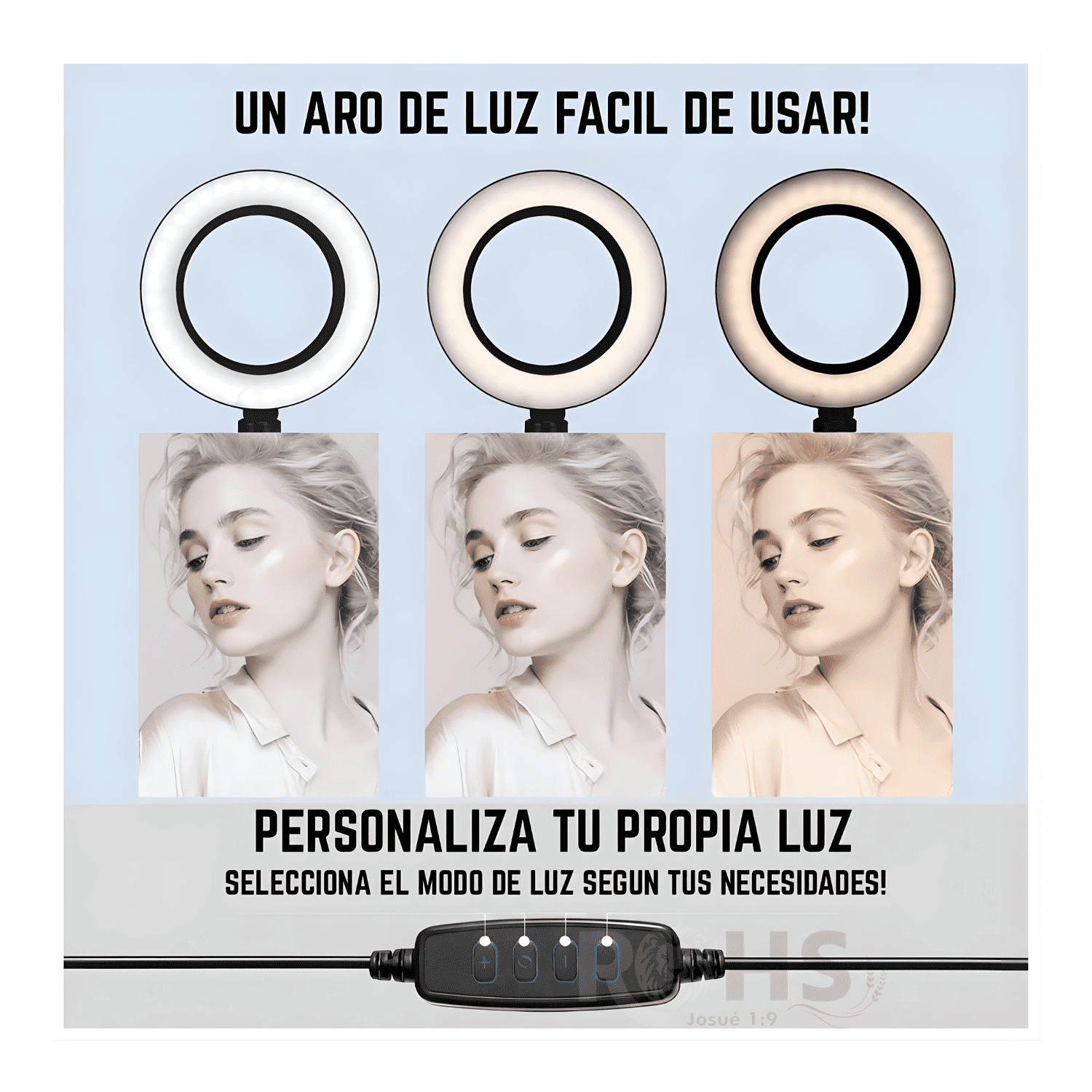 ARO LED CON DOBLE SOPORTE AJUSTABLE PARA CELULAR BASE DE ESCRITORIO ILUMINACIÓN PROFESIONAL - 6
