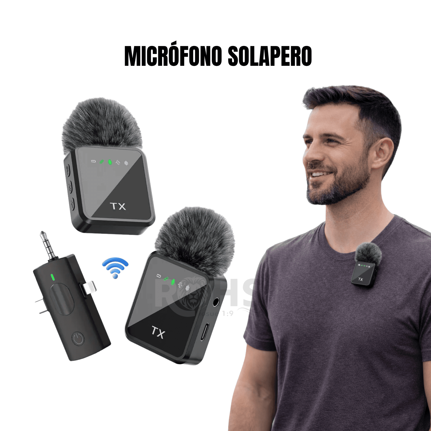 MICRÓFONO SOLAPERO INALÁMBRICO DUAL F11-2 CON CAPTACIÓN OMNIDIRECCIONAL Y CANCELACIÓN DE RUIDO - 1