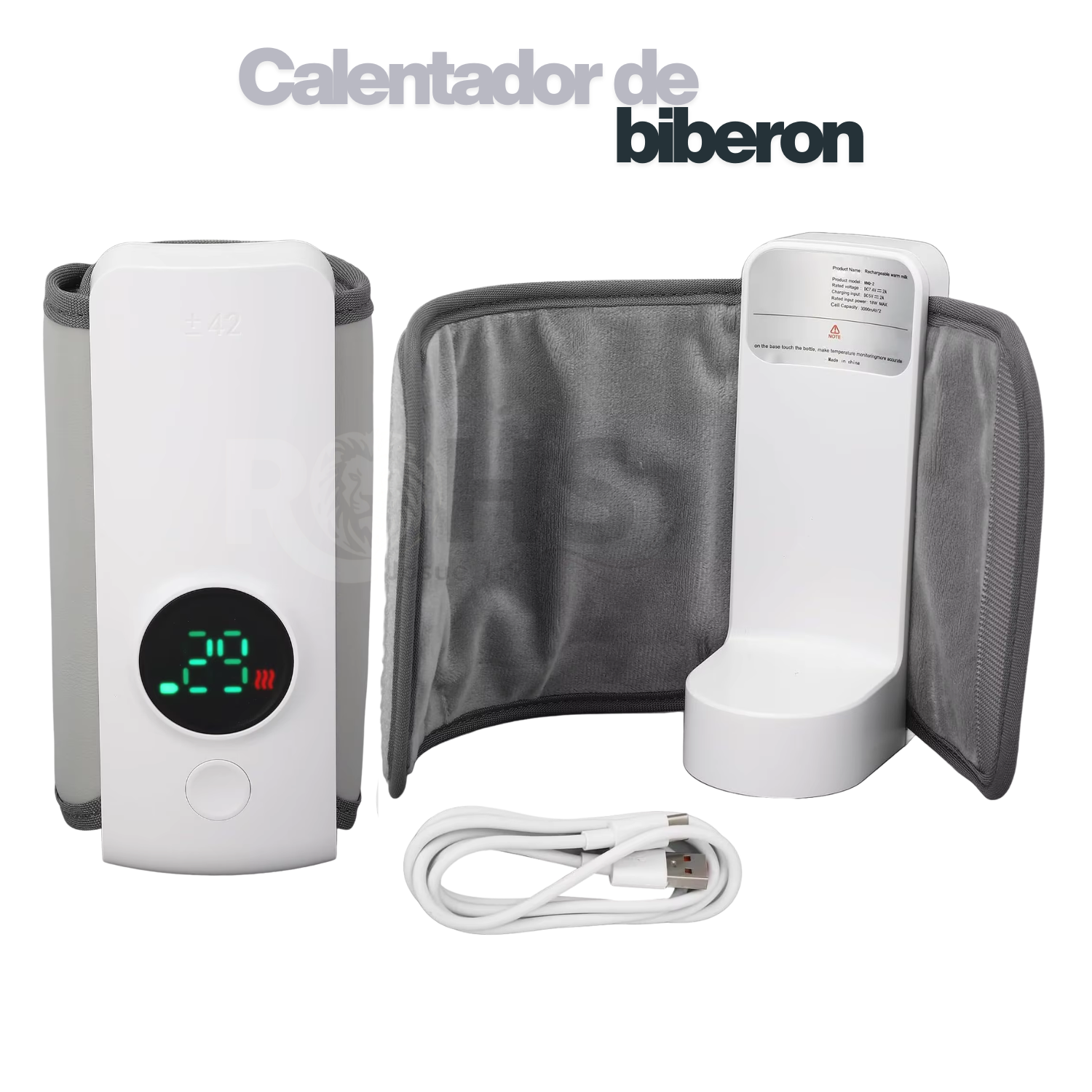 CALENTADOR DE BIBERÓN PORTÁTIL RECARGABLE - AJUSTE DE TEMPERATURA DE 6 NIVELES - 1