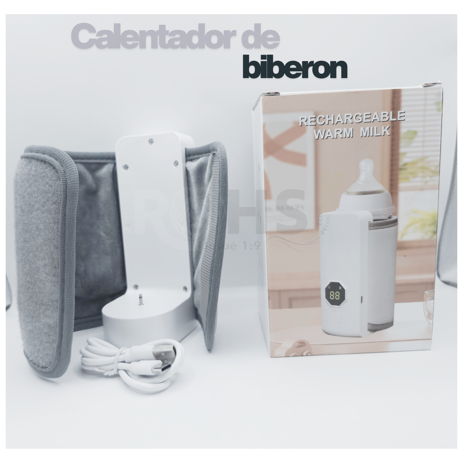 CALENTADOR DE BIBERÓN PORTÁTIL RECARGABLE - AJUSTE DE TEMPERATURA DE 6 NIVELES - 9