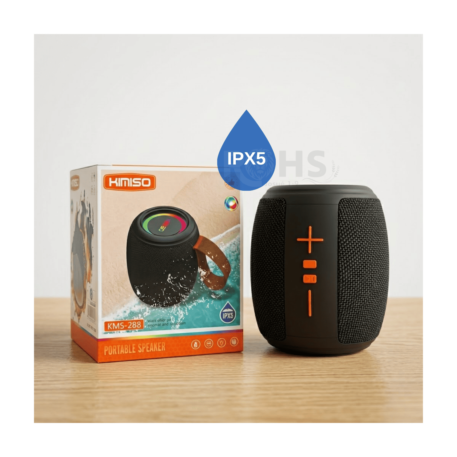 PARLANTE BLUETOOTH PORTÁTIL KIMISO KMS-288 20W CON LUCES LED RGB IPX5 Y TWS NEGRO - 1
