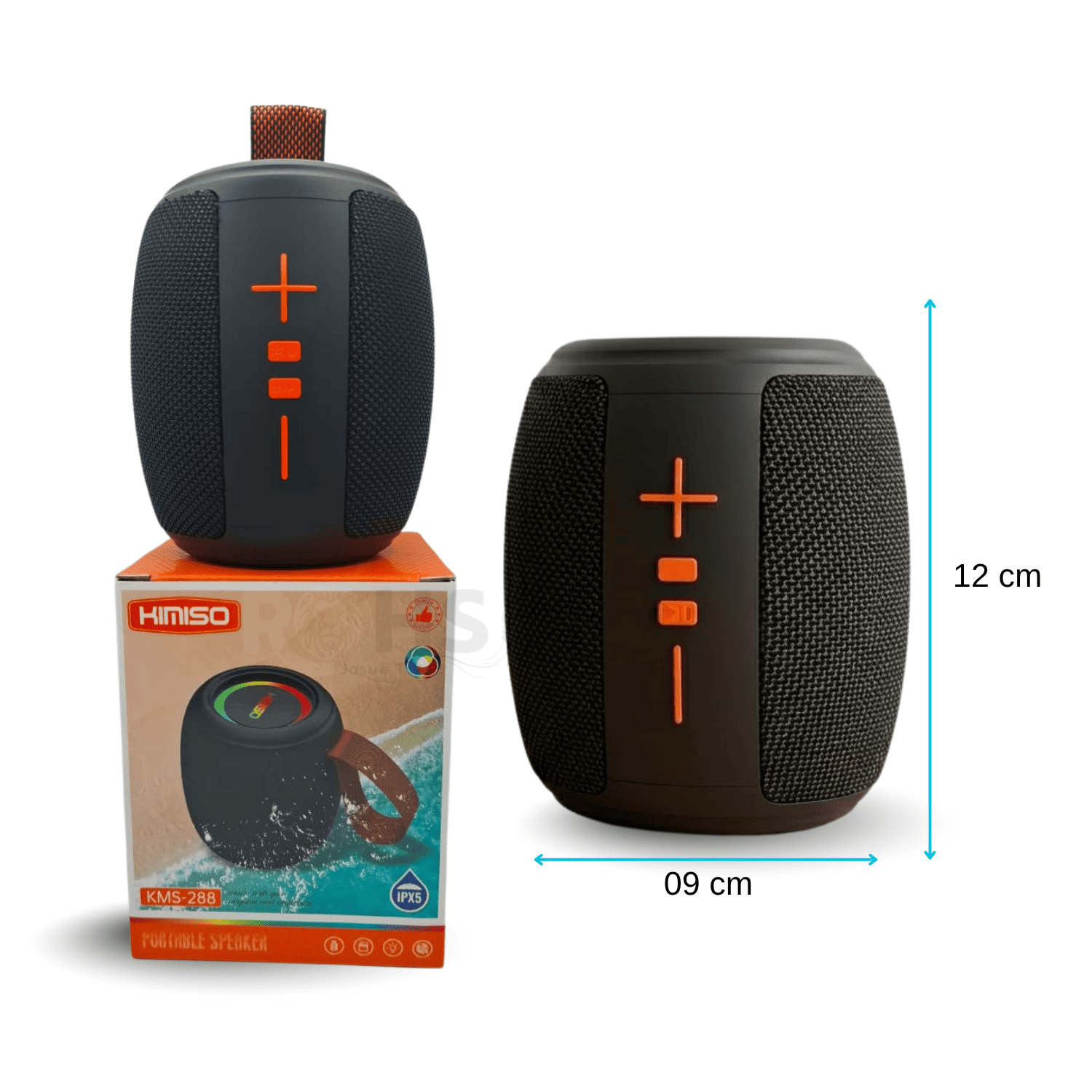 PARLANTE BLUETOOTH PORTÁTIL KIMISO KMS-288 20W CON LUCES LED RGB IPX5 Y TWS NEGRO - 2