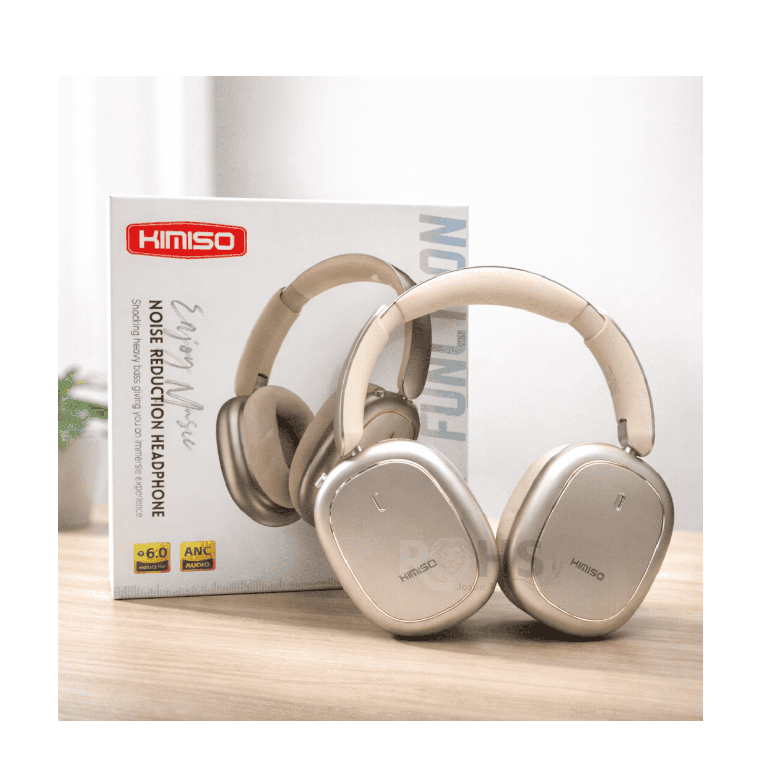 HEADPHONES BLUETOOTH INALÁMBRICOS KIMISO K600 ANC CON CANCELACIÓN DE RUIDO SONIDO EQUILIBRADO BEIGE - 5
