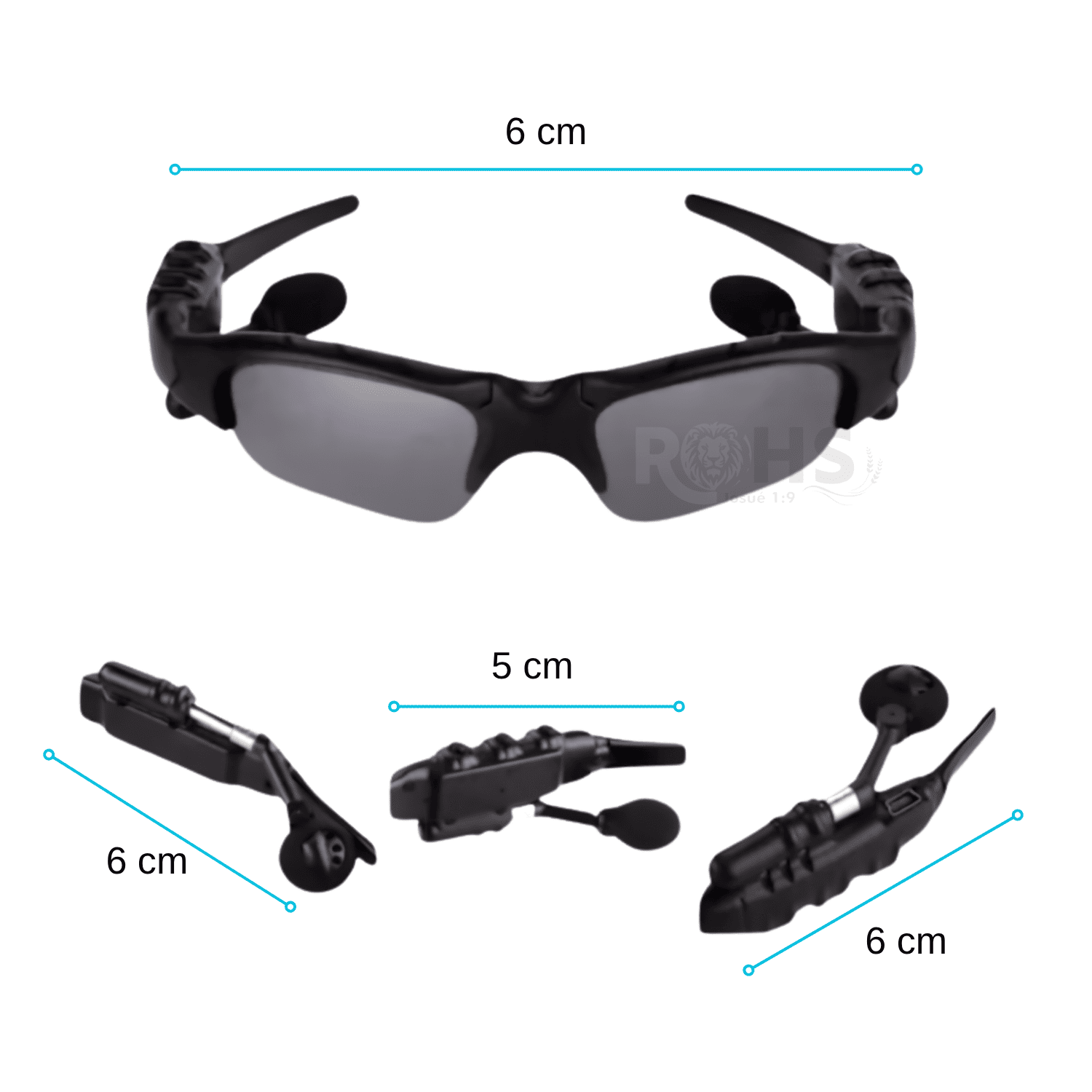 LENTES DE SOL CON AUDÍFONOS BLUETOOTH INTEGRADOS CON MICRÓFONO Y CONTROLES NEGRO - 2