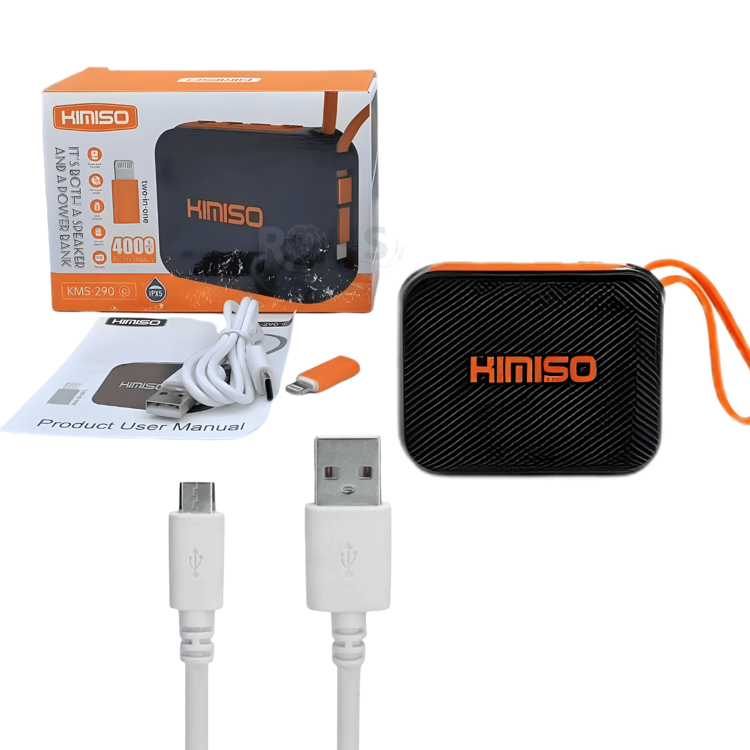 PARLANTE BLUETOOTH PORTÁTIL KIMISO KMS-290 POWER BANK 4000MAH IPX5 RESISTENTE AL AGUA NEGRO - 6