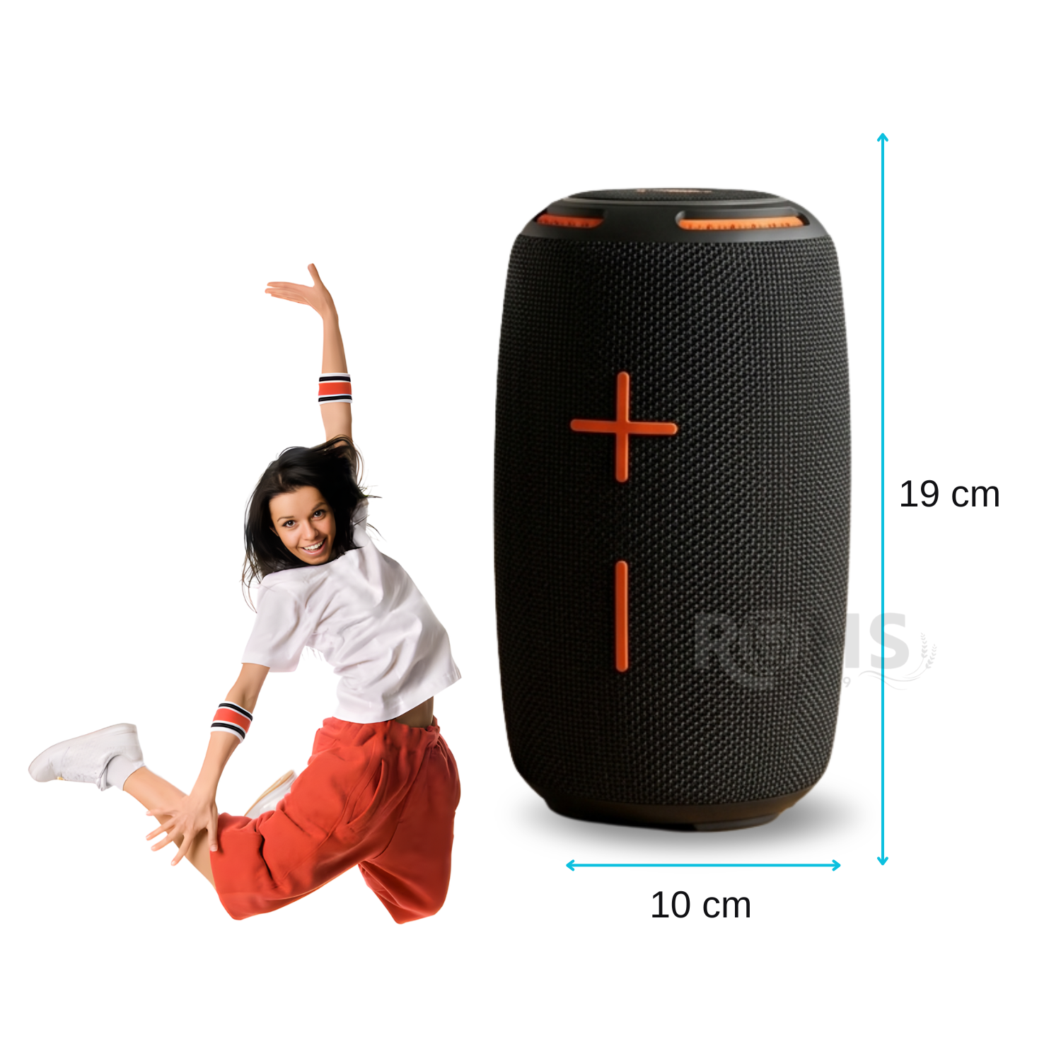 PARLANTE PORTÁTIL BLUETOOTH KIMISO KMS-283 20W RESISTENTE AL AGUA IPX6 CON LUCES RGB NEGRO - 2