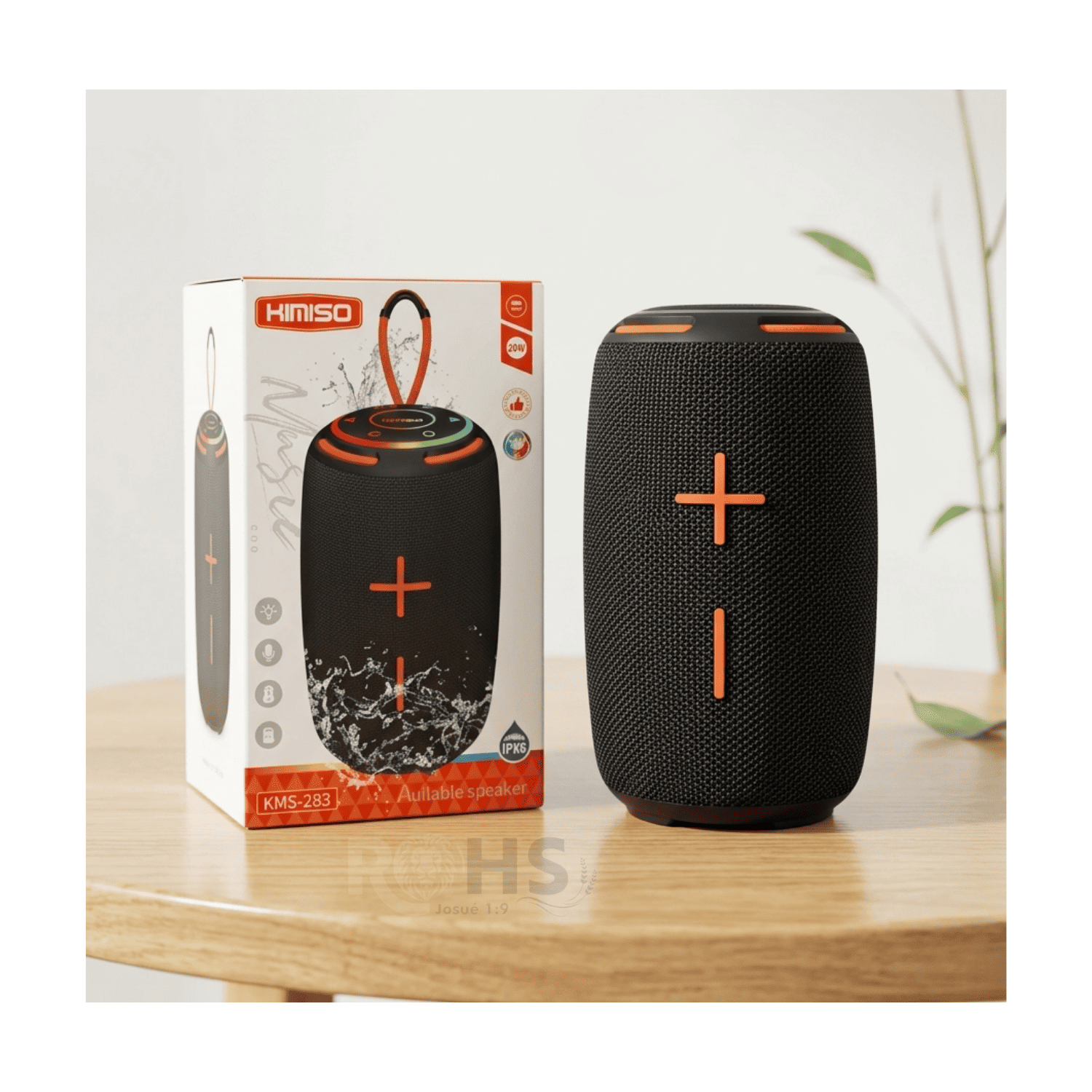 PARLANTE PORTÁTIL BLUETOOTH KIMISO KMS-283 20W RESISTENTE AL AGUA IPX6 CON LUCES RGB NEGRO - 3