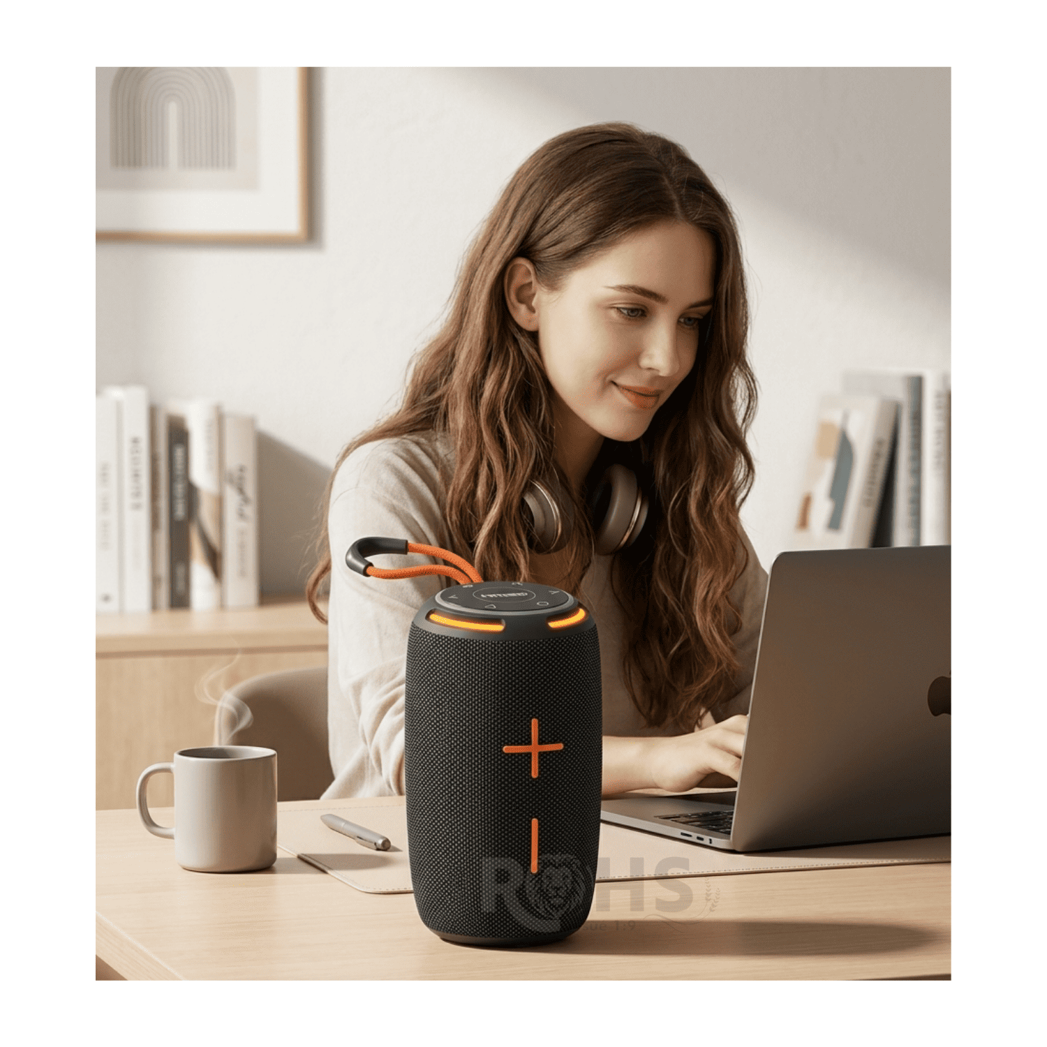 PARLANTE PORTÁTIL BLUETOOTH KIMISO KMS-283 20W RESISTENTE AL AGUA IPX6 CON LUCES RGB NEGRO - 4
