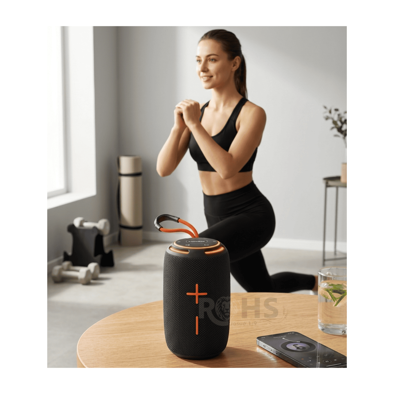 PARLANTE PORTÁTIL BLUETOOTH KIMISO KMS-283 20W RESISTENTE AL AGUA IPX6 CON LUCES RGB NEGRO - 5