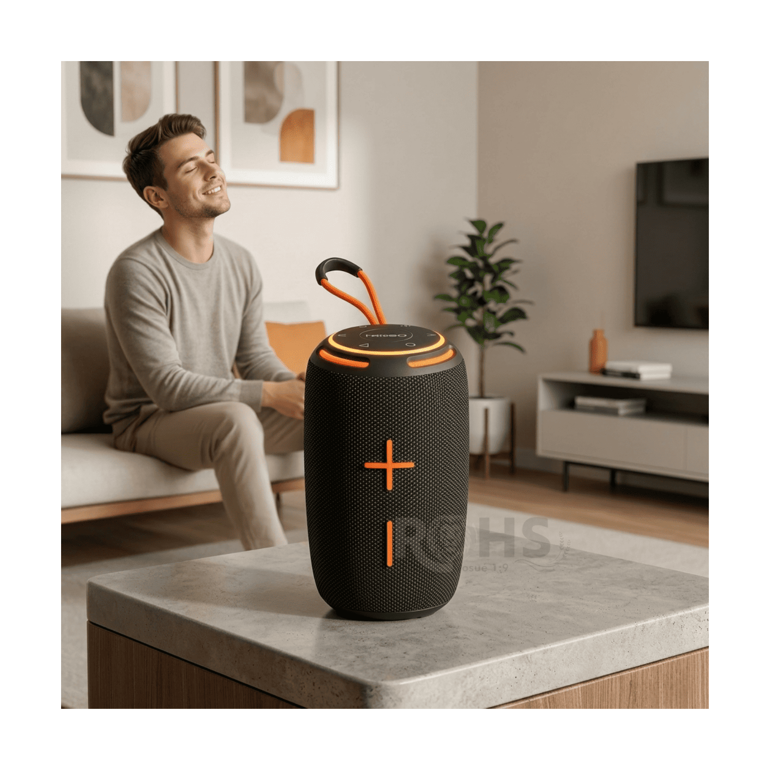 PARLANTE PORTÁTIL BLUETOOTH KIMISO KMS-283 20W RESISTENTE AL AGUA IPX6 CON LUCES RGB NEGRO - 7