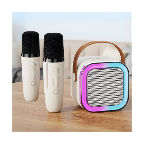 MICRÓFONO DE KARAOKE CON PARLANTE BLUETOOTH PORTÁTIL CON LUCES RGB Y MICRÓFONO INALÁMBRICO BEIGE - 7