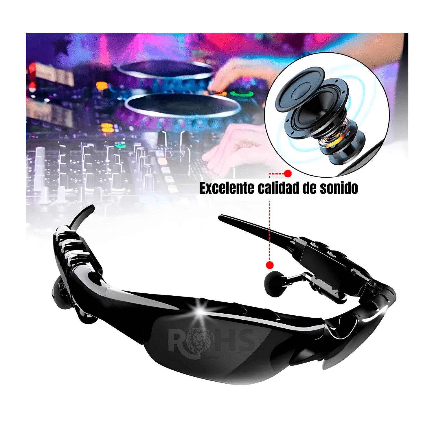 PACK 2 LENTES DE SOL CON AUDÍFONOS BLUETOOTH INTEGRADOS CON MICRÓFONO Y CONTROLES NEGRO - 3