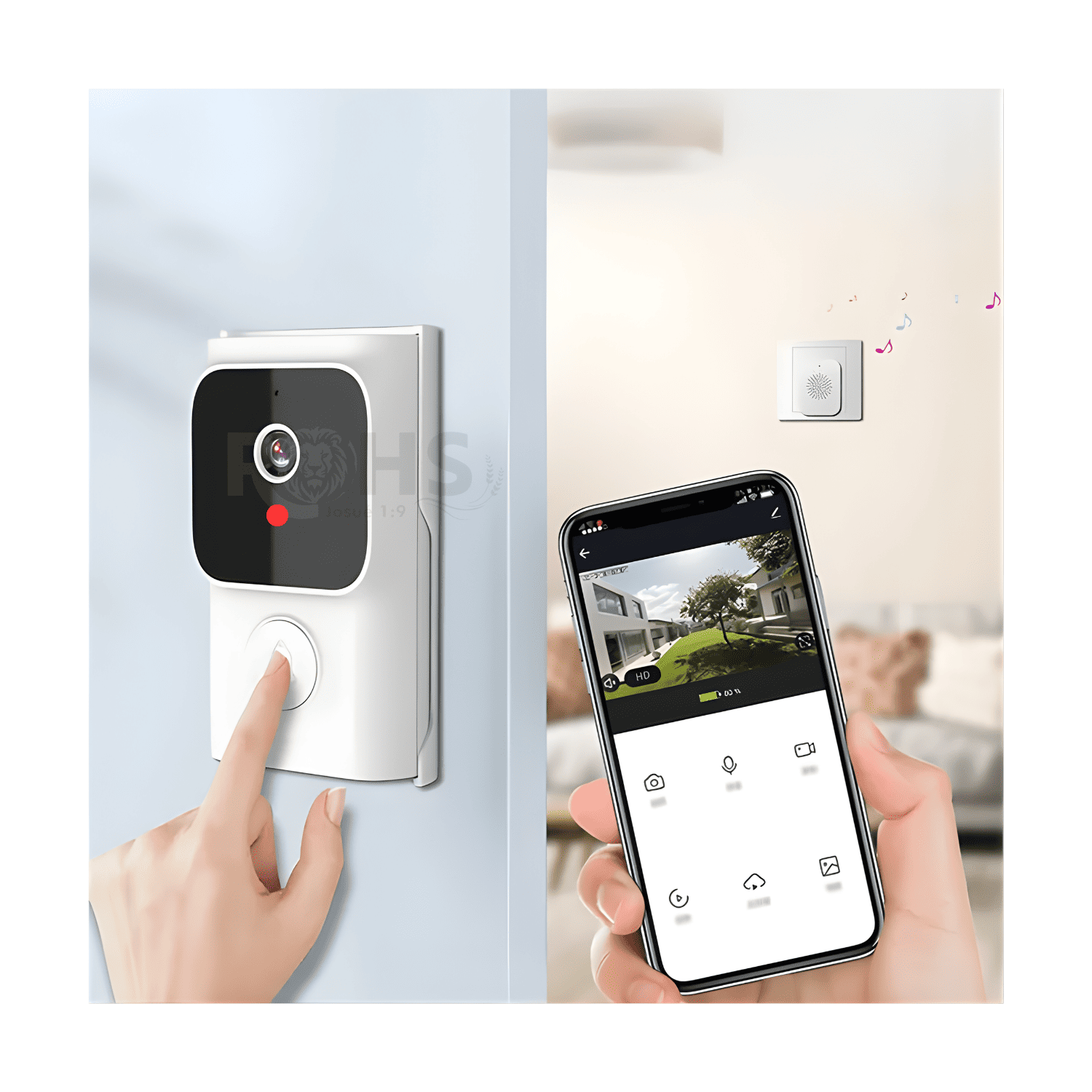 TIMBRE INTELIGENTE CON CÁMARA WIFI 180° CON VISIÓN NOCTURNA AUDIO BIDIRECCIONAL Y DETECCIÓN DE MOVIMIENTO - 7