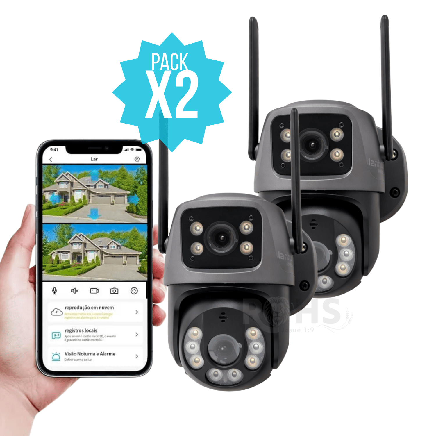 PACK 2 CÁMARAS DE SEGURIDAD WIFI EXTERIOR 3 LENTES CON ZOOM 8X Y MONITOREO REMOTO 360° - 1