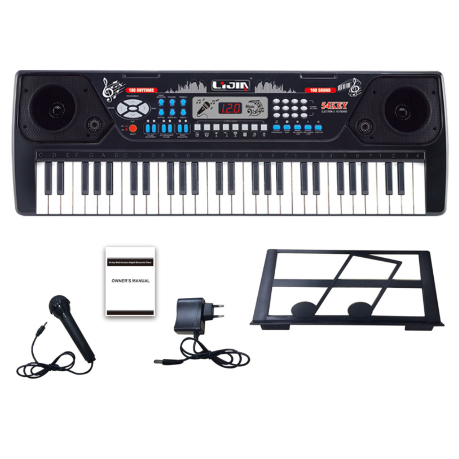PIANO MUSICAL DE 54 KEYS CON VARIEDAD DE SONIDOS - NEGRO - 1