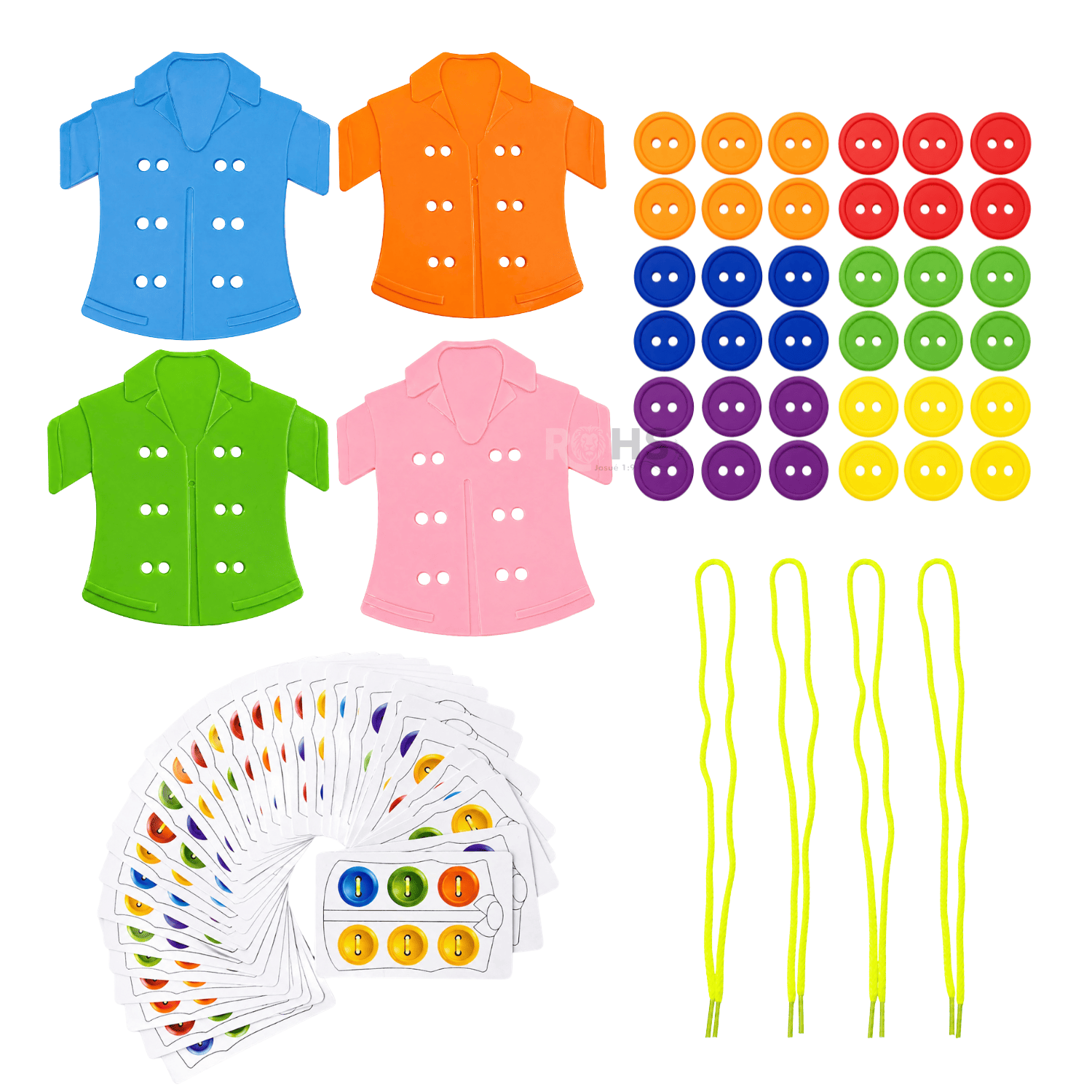JUEGO DIDÁCTICO DE BOTONES PARA NIÑOS ENHEBRADO CON CUERDAS APRENDIZAJE MOTRICIDAD - 2