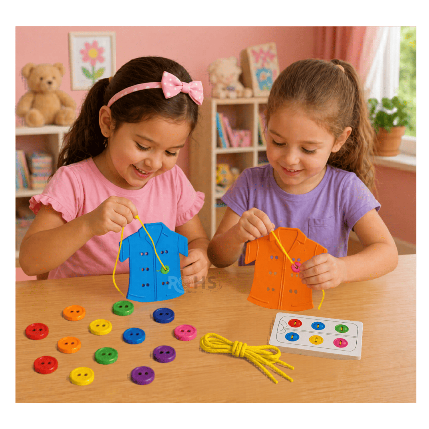 JUEGO DIDÁCTICO DE BOTONES PARA NIÑOS ENHEBRADO CON CUERDAS APRENDIZAJE MOTRICIDAD - 5