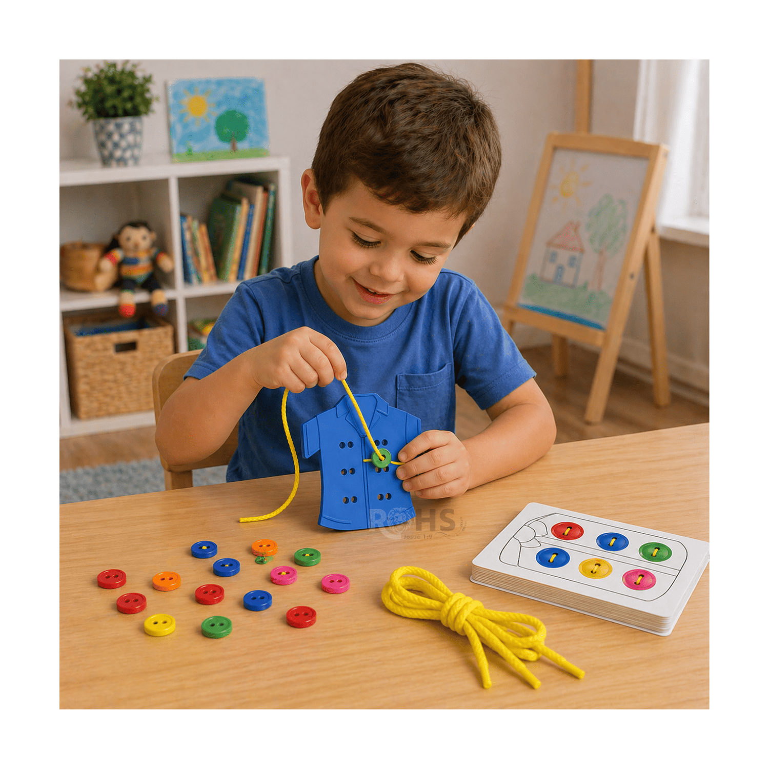 JUEGO DIDÁCTICO DE BOTONES PARA NIÑOS ENHEBRADO CON CUERDAS APRENDIZAJE MOTRICIDAD - 6