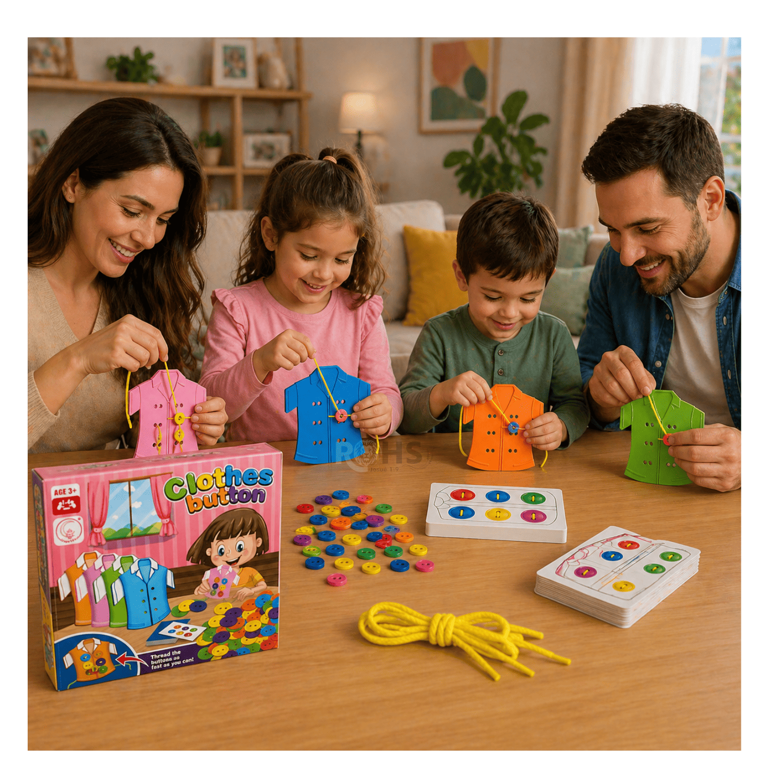 JUEGO DIDÁCTICO DE BOTONES PARA NIÑOS ENHEBRADO CON CUERDAS APRENDIZAJE MOTRICIDAD - 7