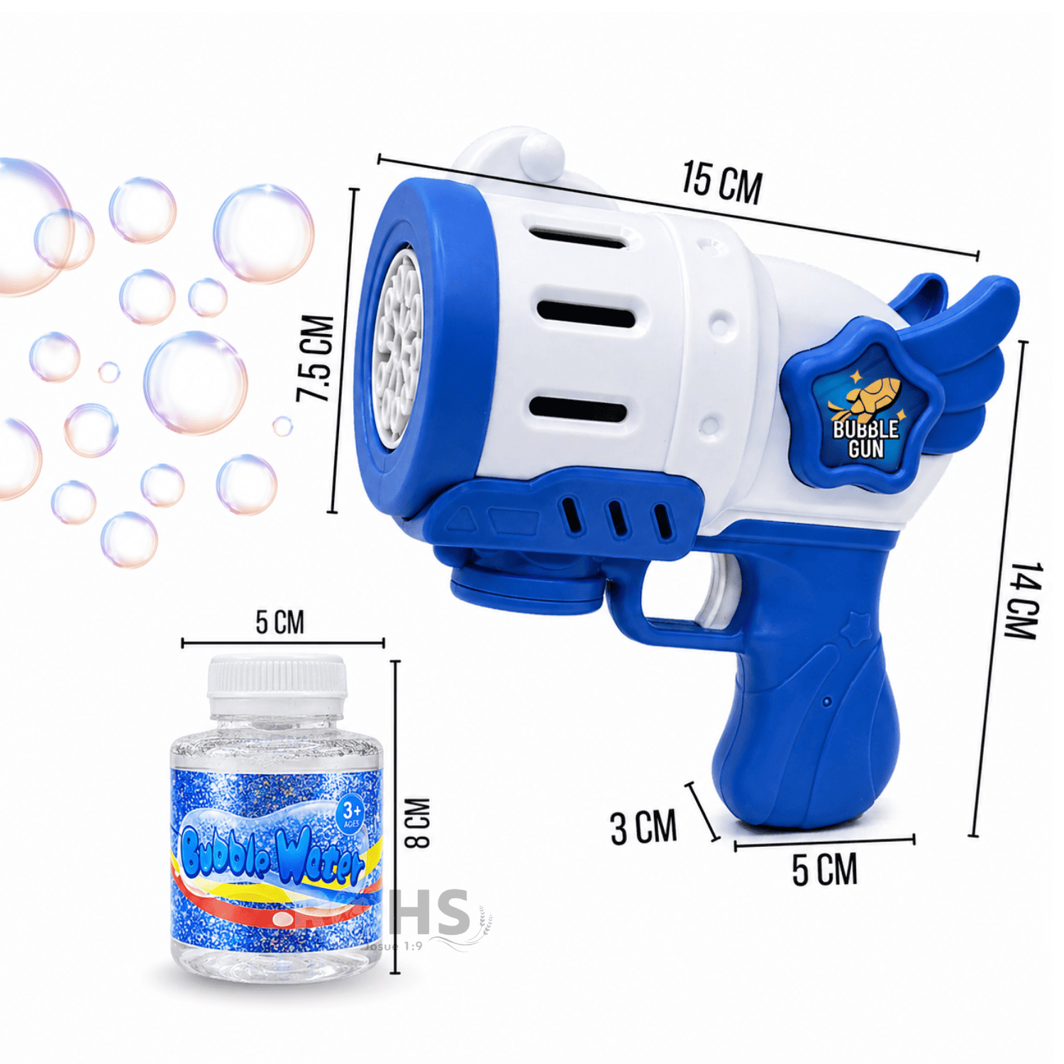 PISTOLA DE BURBUJAS AZUL AUTOMÁTICA INCLUYE LÍQUIDO JUGUETE INFANTIL - 2