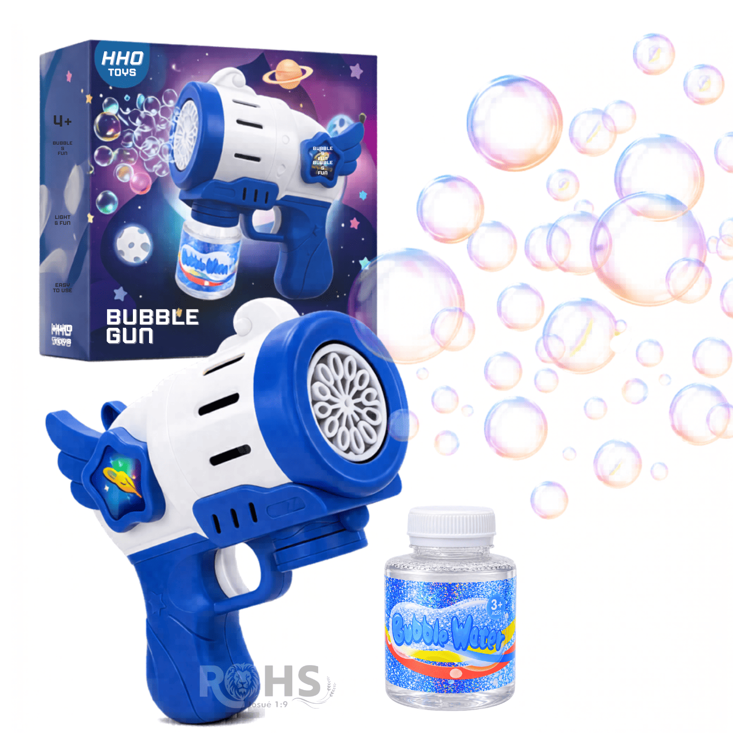 PISTOLA DE BURBUJAS AZUL AUTOMÁTICA INCLUYE LÍQUIDO JUGUETE INFANTIL - 4