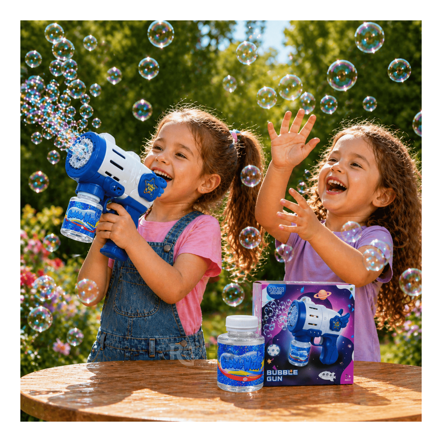 PISTOLA DE BURBUJAS AZUL AUTOMÁTICA INCLUYE LÍQUIDO JUGUETE INFANTIL - 6