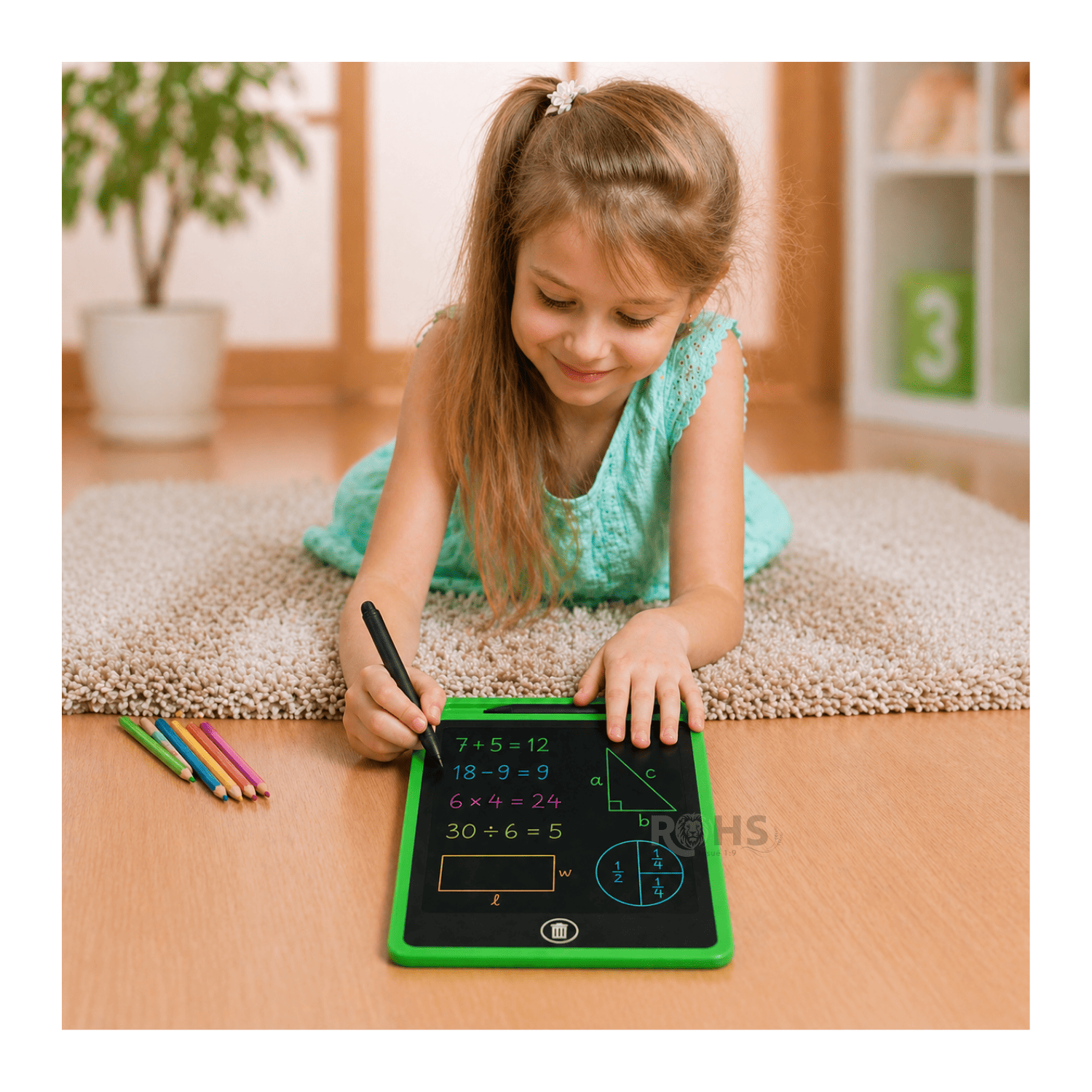 TABLET LCD VERDE 8.5 PARA DIBUJAR NIÑOS PIZARRA DIGITAL REUTILIZABLE CON LÁPIZ ESCRITURA SIN PAPEL - 5