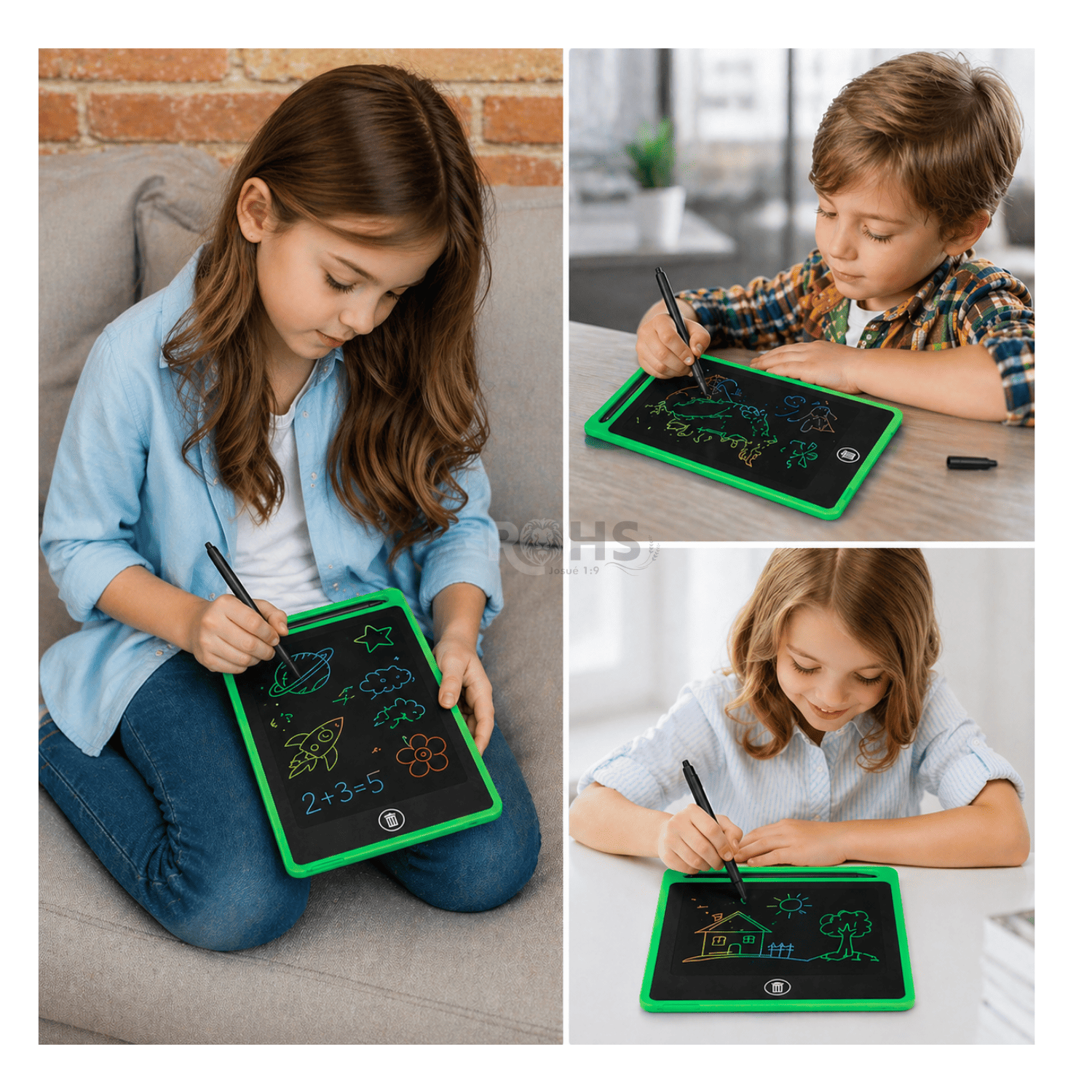 TABLET LCD VERDE 8.5 PARA DIBUJAR NIÑOS PIZARRA DIGITAL REUTILIZABLE CON LÁPIZ ESCRITURA SIN PAPEL - 7