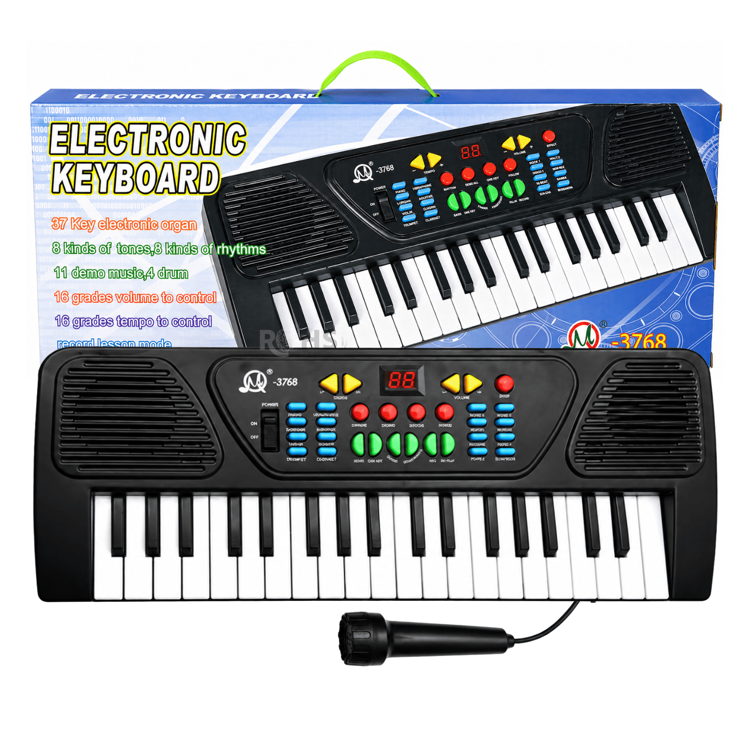 TECLADO ELECTRÓNICO INFANTIL 37 TECLAS CON MICRÓFONO FUNCIONES MUSICALES Y CONTROL DE VOLUMEN - 1