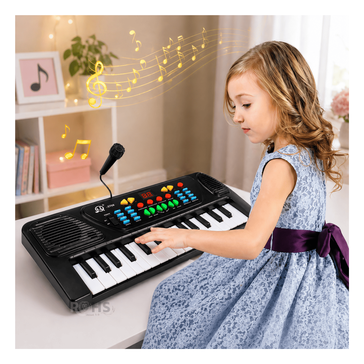 TECLADO ELECTRÓNICO INFANTIL 37 TECLAS CON MICRÓFONO FUNCIONES MUSICALES Y CONTROL DE VOLUMEN - 3