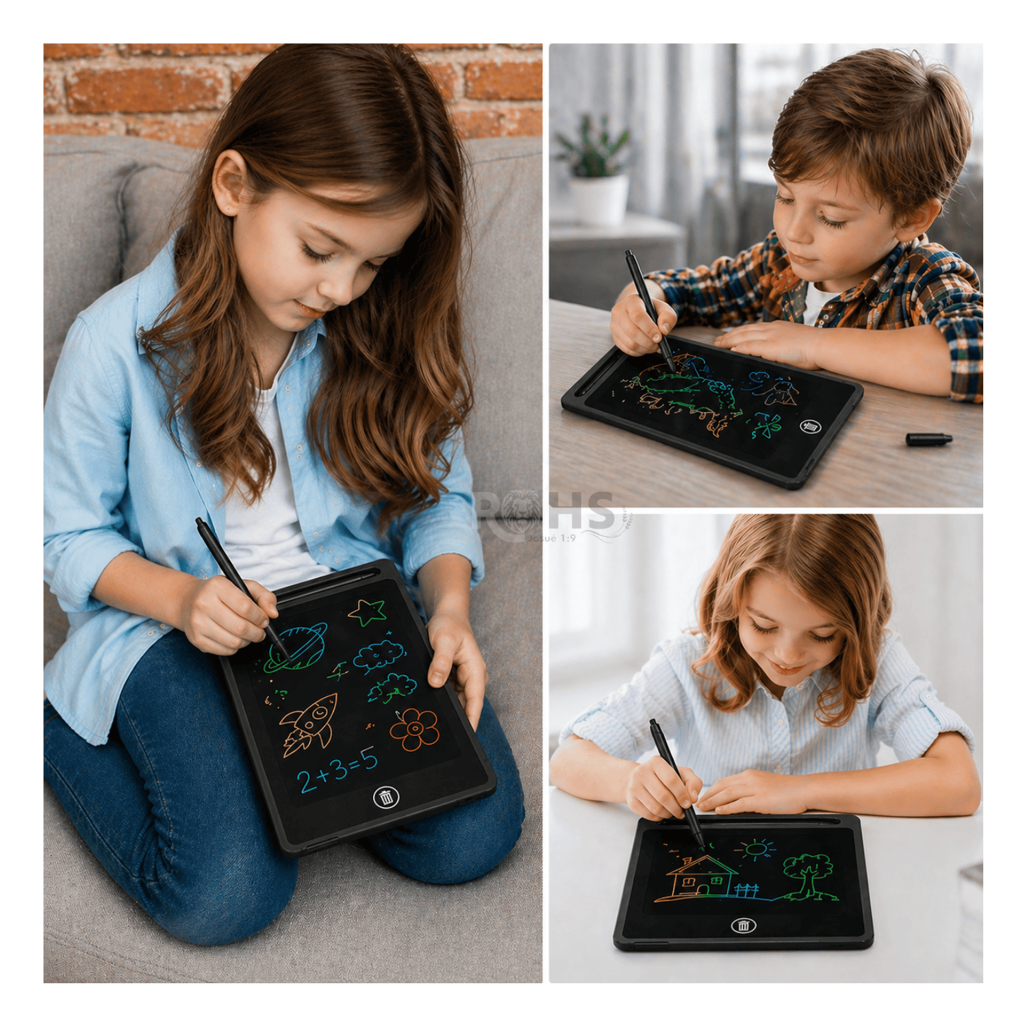 TABLET LCD NEGRA 8.5 PARA DIBUJAR NIÑOS PIZARRA DIGITAL REUTILIZABLE CON LÁPIZ ESCRITURA SIN PAPEL - 7