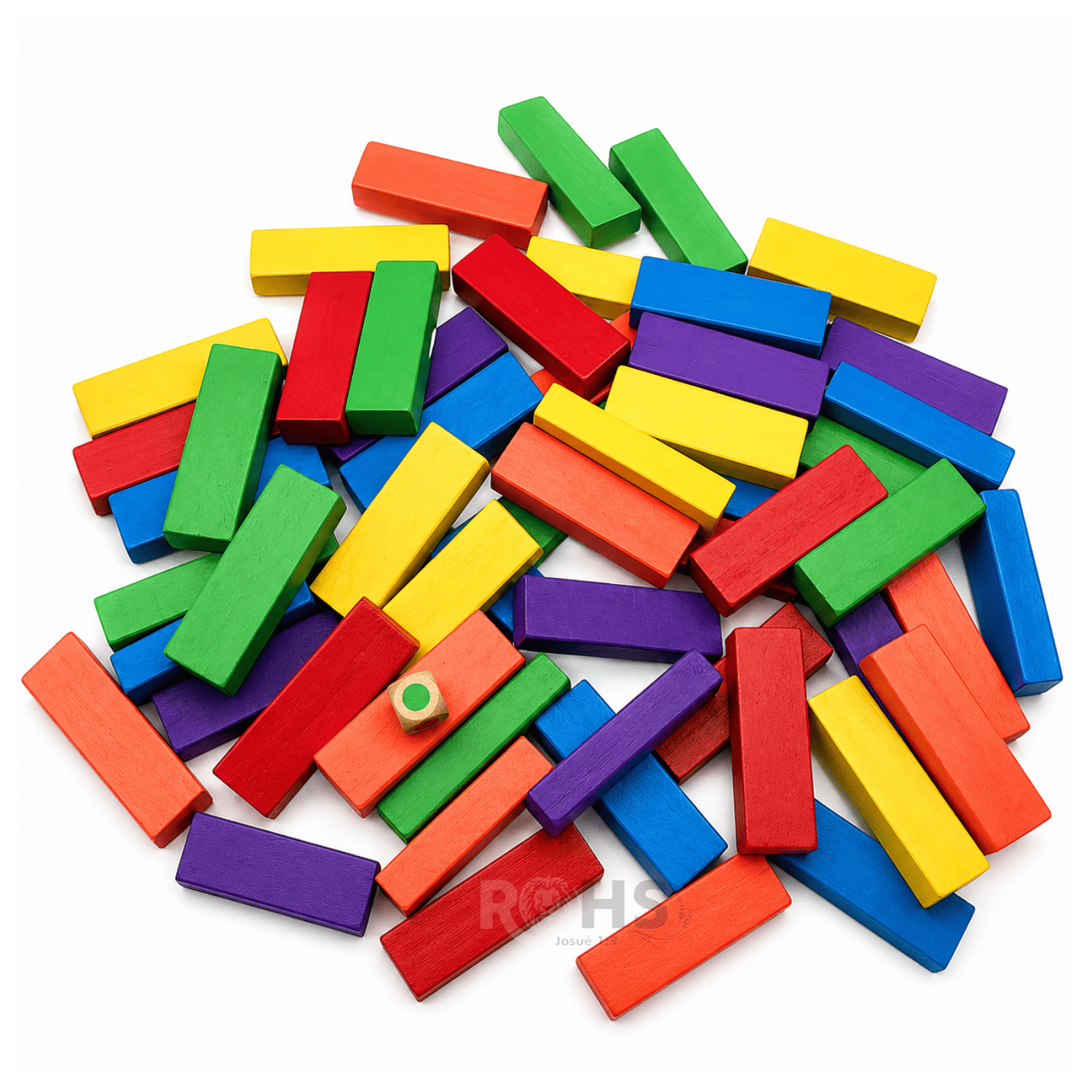 PACK X2 JUEGO DE BLOQUES DE MADERA TIPO JENGA 54 PIEZAS CON DADOS EDUCATIVO MULTICOLOR - 8