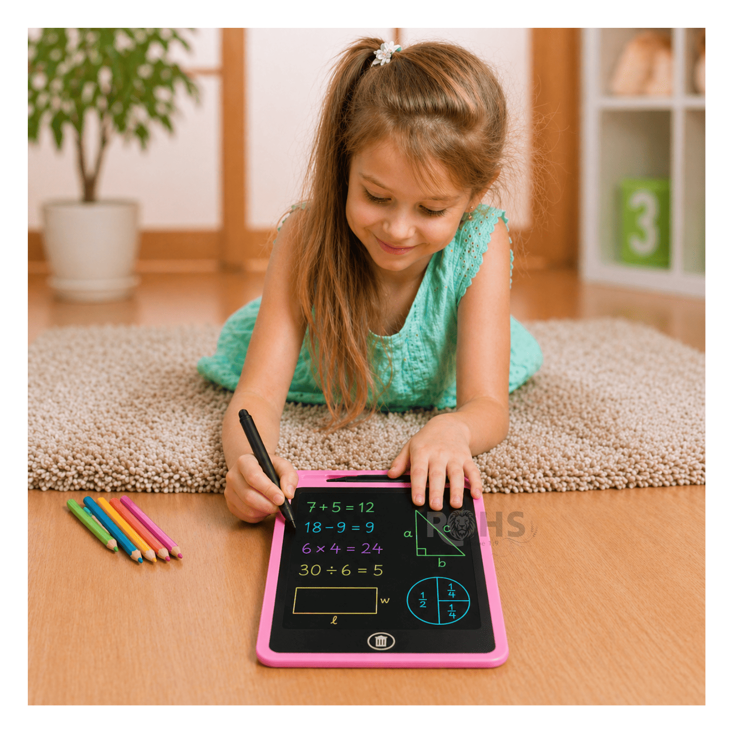 TABLET LCD ROSA 8.5 PARA DIBUJAR NIÑOS PIZARRA DIGITAL REUTILIZABLE CON LÁPIZ ESCRITURA SIN PAPEL - 5