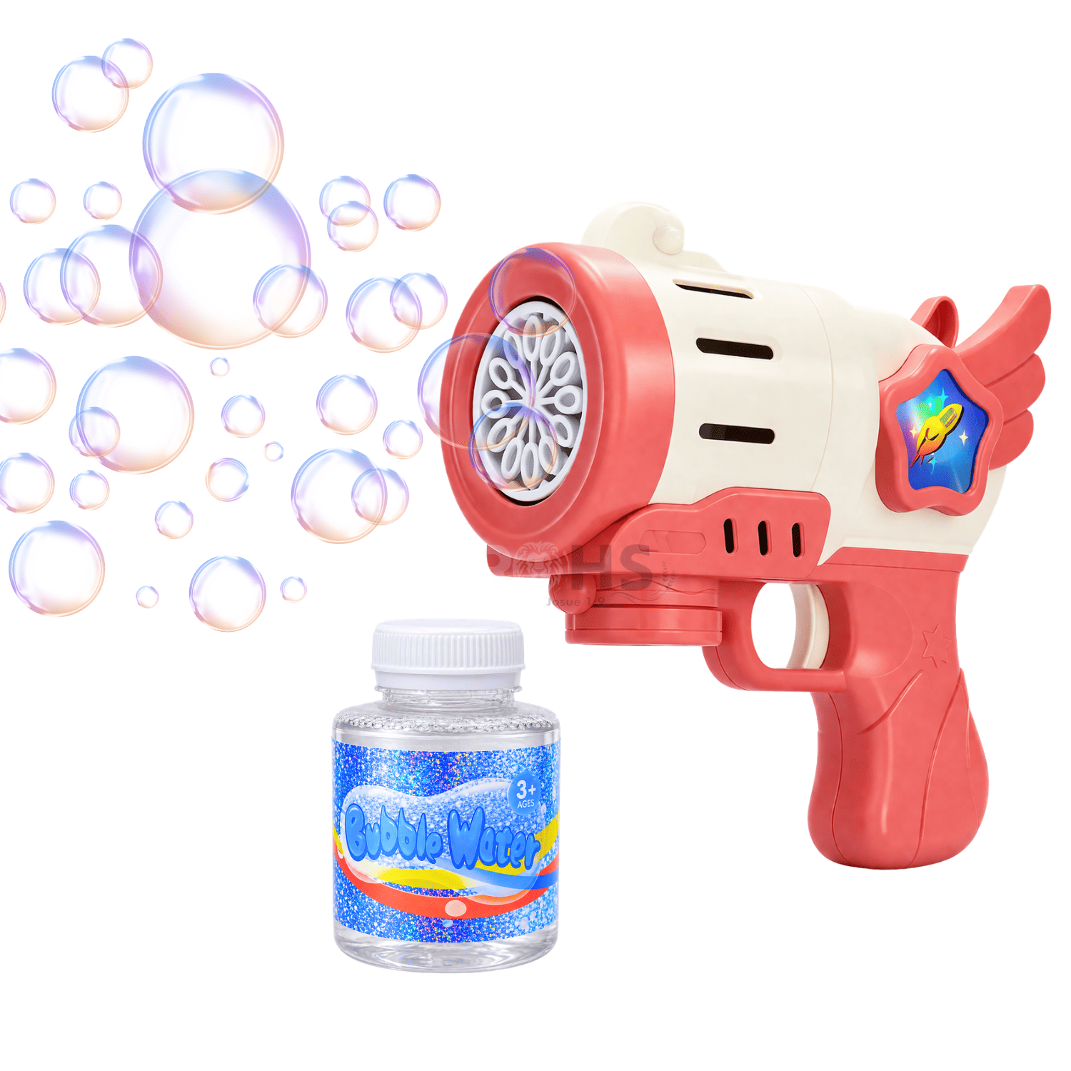 PISTOLA DE BURBUJAS ROSA AUTOMÁTICA INCLUYE LÍQUIDO JUGUETE INFANTIL - 1