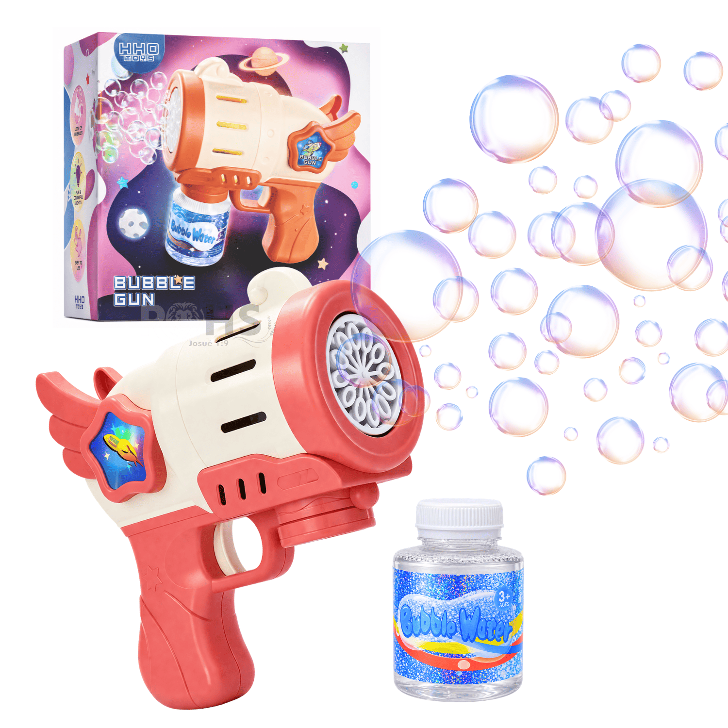 PISTOLA DE BURBUJAS ROSA AUTOMÁTICA INCLUYE LÍQUIDO JUGUETE INFANTIL - 4