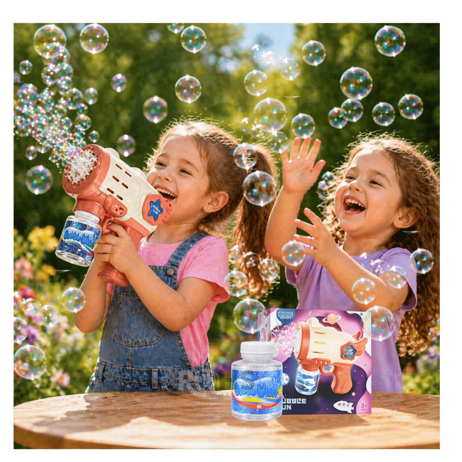 PISTOLA DE BURBUJAS ROSA AUTOMÁTICA INCLUYE LÍQUIDO JUGUETE INFANTIL - 6