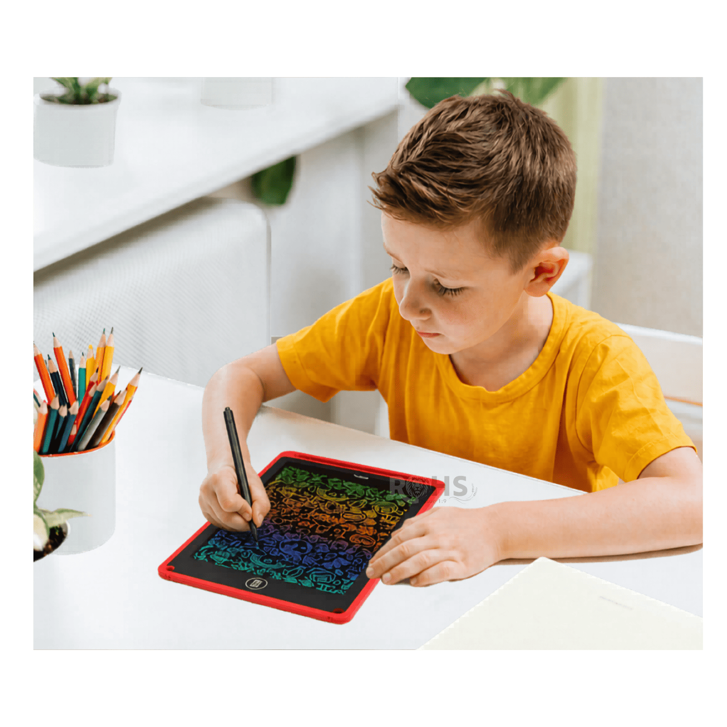 TABLET LCD ROJO 8.5 PARA DIBUJAR NIÑOS PIZARRA DIGITAL REUTILIZABLE CON LÁPIZ ESCRITURA SIN PAPEL - 4