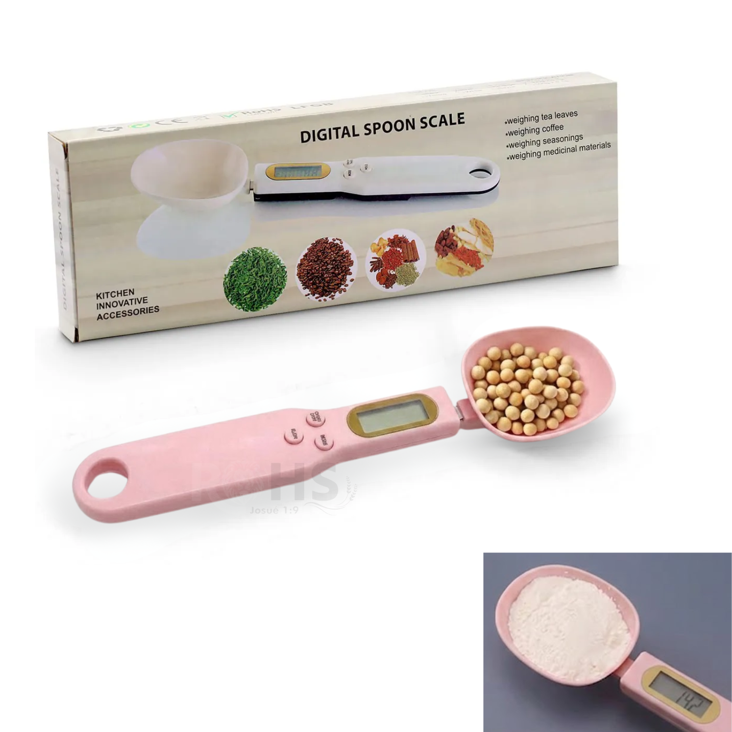 CUCHARA GRAMERA ROSADA MEDIDORA ELECTRÓNICA DE COCINA - 1
