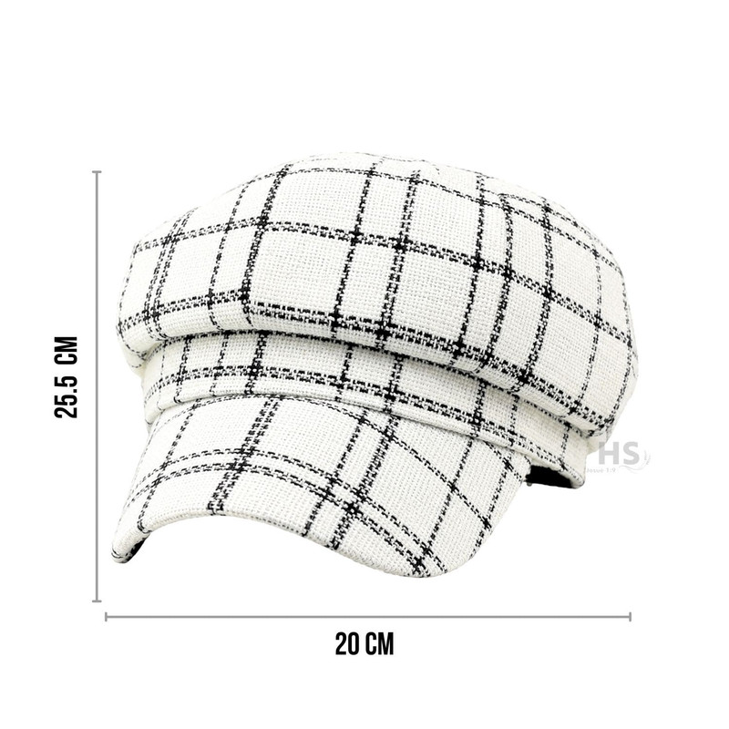 GORRA BLANCO CUADRILLÉ GRIS DE TELA SUAVE 25.5 X 20 CM - 6