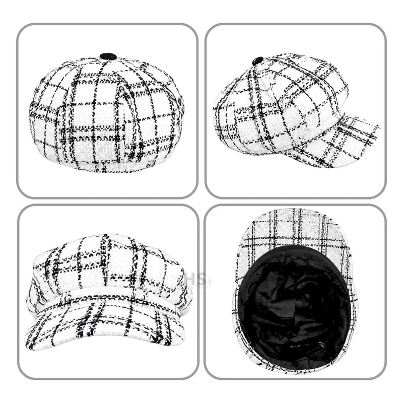 GORRA BLANCO CUADRILLÉ GRIS DE TELA SUAVE 25.5 X 20 CM - 7