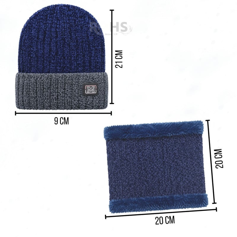 CUELLERA + GORRO AZUL DE TELA Y TEJIDO SUAVE - 3