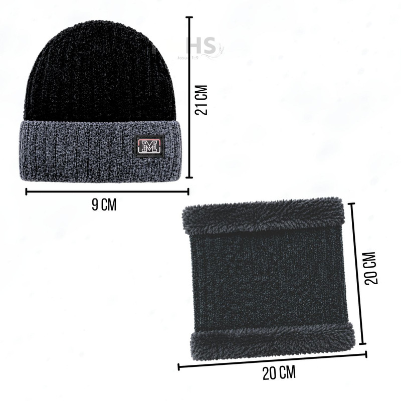 CUELLERA + GORRO NEGRO DE TELA Y TEJIDO SUAVE - 3