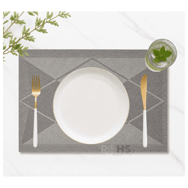 SET DE 6 INDIVIDUALES RECTANGULARES GRIS TEJIDO ANTIDESLIZANTE 30X44 CM PARA MESA - 4