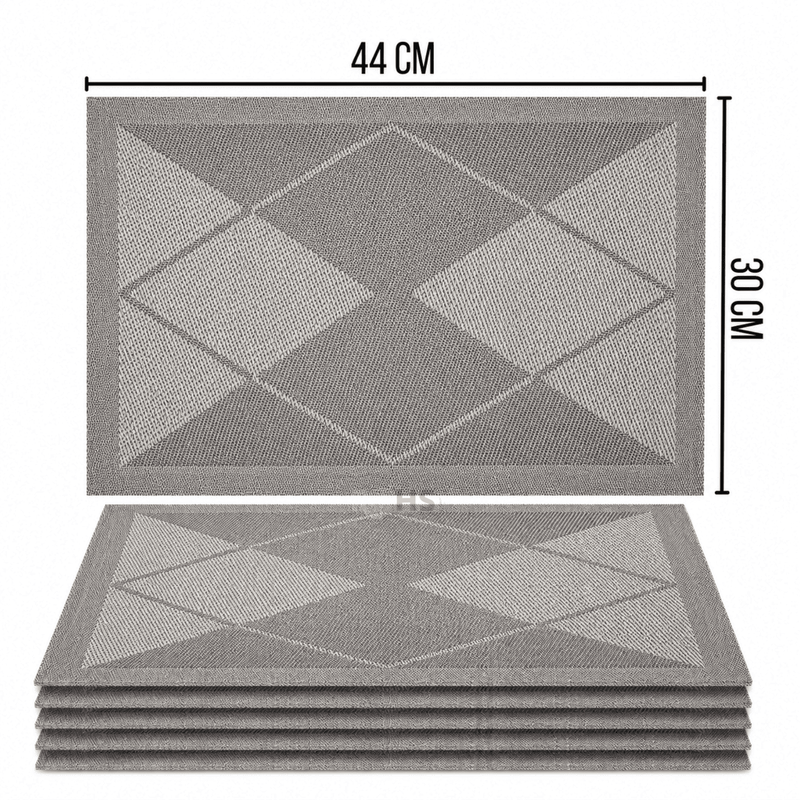 SET DE 6 INDIVIDUALES RECTANGULARES GRIS TEJIDO ANTIDESLIZANTE 30X44 CM PARA MESA - 5