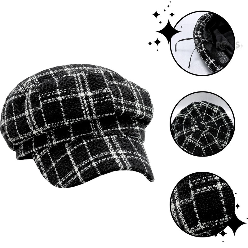 GORRA NEGRO CUADRILLÉ BLANCODE TELA SUAVE 25.5 X 20 CM - 2