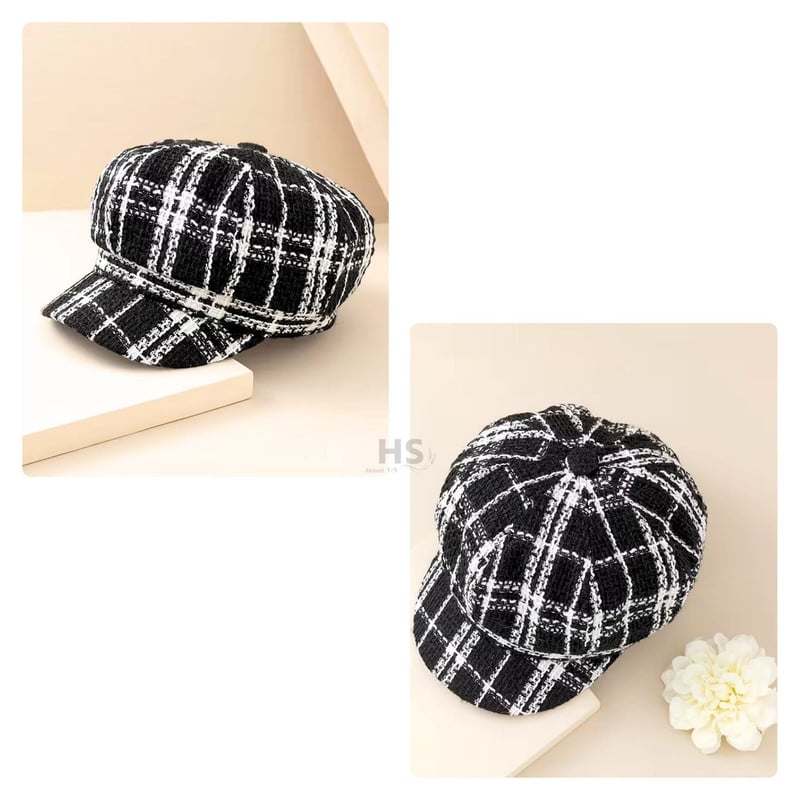 GORRA NEGRO CUADRILLÉ BLANCODE TELA SUAVE 25.5 X 20 CM - 5