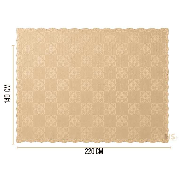 MANTEL RECTANGULAR DE POLIÉSTER BEIGE DORADO 140X220 CM PARA MESA COMEDOR - 4